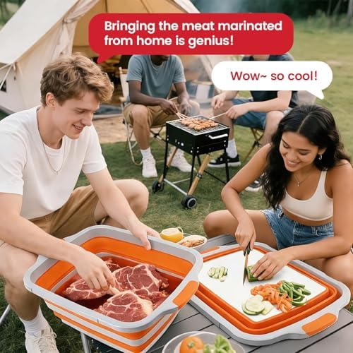 BBQ Prep Tub, 30L Collapsible Cutting Board - Image 2
