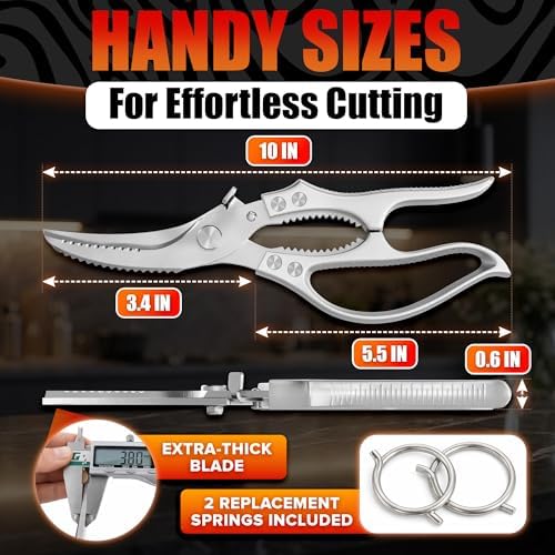 Stainless Steel Poultry Shears, Hardened Blades, Safety Lock - Image 2