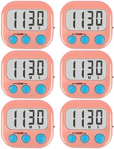 AOUCE Digital Kitchen Timers for Cooking, Timer for Kids 6 Pack Pink by AOUCE