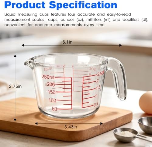 Glass Measuring Cup with V-Shaped Spout & Insulated Handle, 1 Cup - Image 3