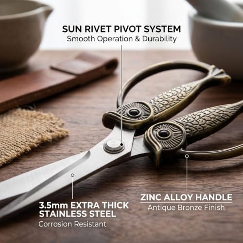 XSNBRD Heavy Duty Kitchen Scissors, Bronzed Stainless Steel Owl Shears. - Image 3