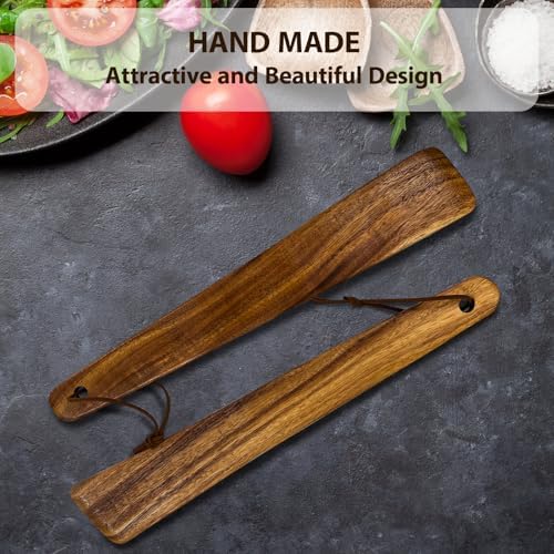 HOTTOR Wooden Spatula Set, 2 Pack Teak Spatulas - Image 6