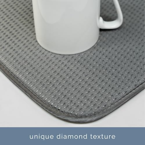 S&T INC. Dish Drying Mat, Diamond Texture, Charcoal Grey - Image 3