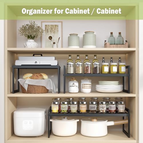 DOLALIKE Expandable Kitchen Countertop Organizer, Stackable Cabinet Shelf - Image 2