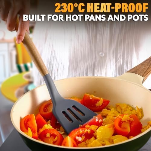 Set of 12 Gray Silicone Kitchen Utensils Set - Image 6