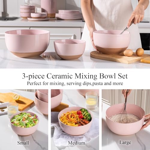 AmorArc Ceramic Mixing Bowls, Stoneware Nesting Bowls Set of 3 - Image 4