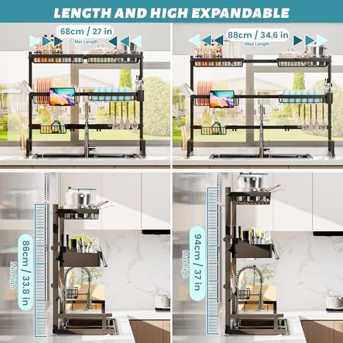 ADBIU Over The Sink Dish Drying Rack Snap-On Design 2 Tier Large Dish Rack) - Image 2