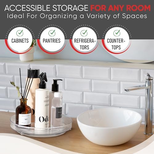 Oizeir Clear Lazy Susan Turntable Organizer 9 Inch Acrylic Rotating Storage - Image 4