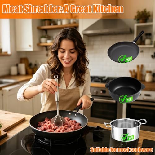 Meat Masher, 304 Stainless Steel 6 Blade Ground Beef Chopper Tool - Image 6