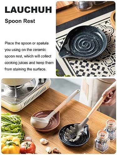 LAUCHUH Spoon Rest, Ceramic Spoon Holder - Image 3