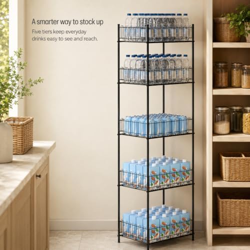 Water Bottle Organizer Stand 5 Tier Soda Can Storage Rack - Image 5