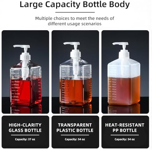 Large Capacity Syrup Dispenser for Coffee Bar, Pump Dispenser 54oz 1600ml PET - Image 4