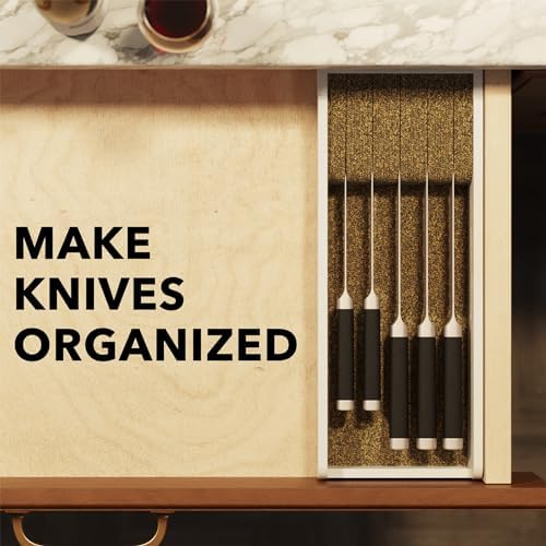 SpaceAid Knife Drawer Organizer Bamboo Insert Dock, Kitchen Steak Knives Holder - Image 3