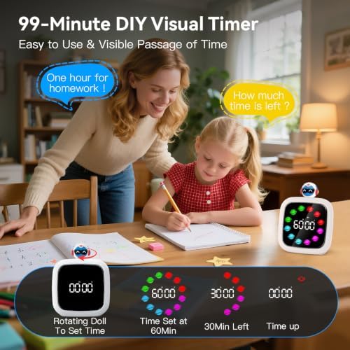 Yunbaoit Digital Visual Timer for Kids, 99-Minute Countdown, Rechargeable - Image 2