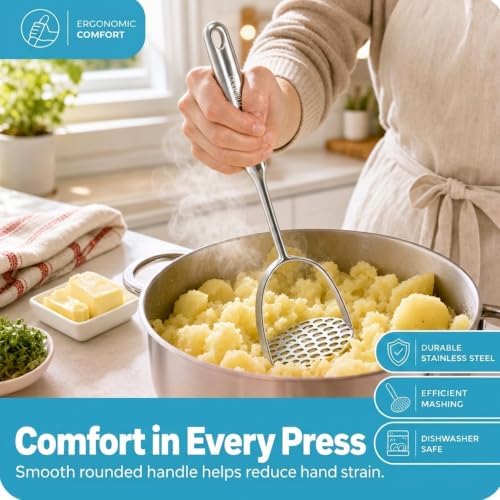 Millvado Potato Masher Stainless Steel, Best Mashed Potatoes Masher Kitchen Tool - Image 4