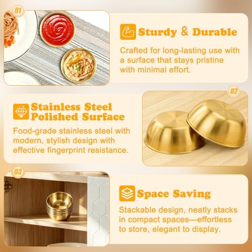 LIEMAND Stainless Steel Small Dipping Bowls, 4.5oz Stackable Round Small Bowls - Image 6