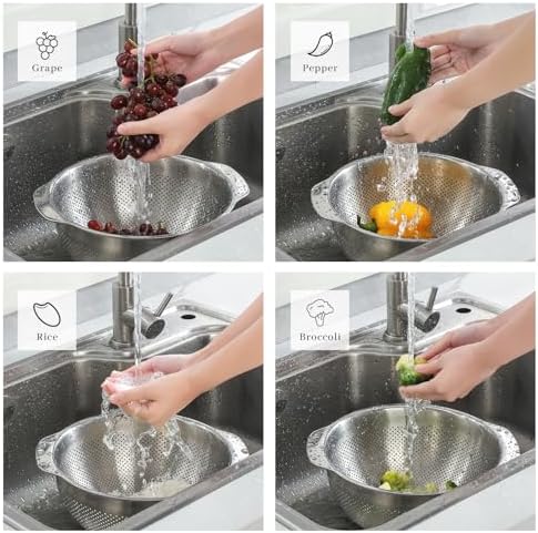 18/8 Stainless Steel Microwell Colander, 3.5QT Large Capacity - Image 5