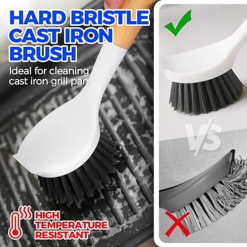 Holikme 3 Pack Dish Brush with Bamboo Handle Cleaning Brush - Image 3
