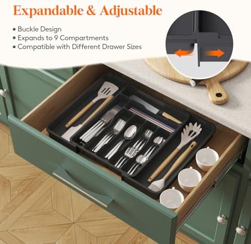 Lifewit Expandable Silverware Drawer Organizer, Kitchen Utensil Tray - Image 4