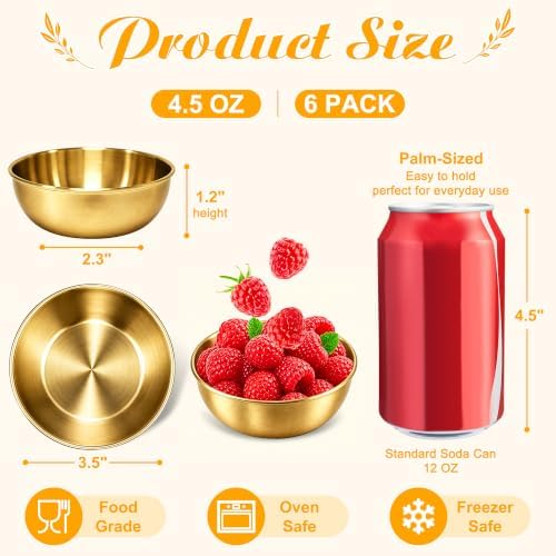 LIEMAND Stainless Steel Small Dipping Bowls, 4.5oz Stackable Round Small Bowls - Image 2
