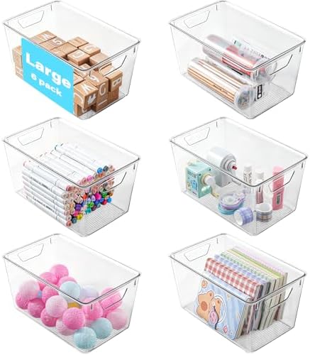 6 Pack Large Clear Storage Bins by Unknown