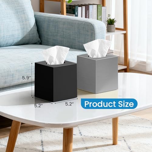 2 Pack Tissue Box Cover, Square Plastic Tissue Holder Non-Slip Base - Image 7