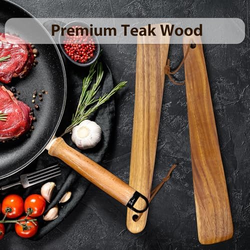 HOTTOR Wooden Spatula Set, 2 Pack Teak Spatulas - Image 3