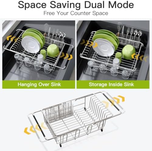 JASIWAY Stainless Steel Dish Drying Rack in Sink - Image 2