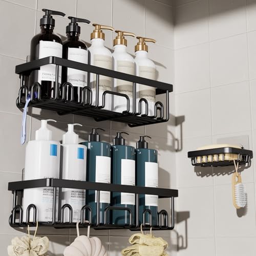 Veken Shower Caddy 3-Pack, Advanced Rustproof Design, No Drilling Adhesive by Veken
