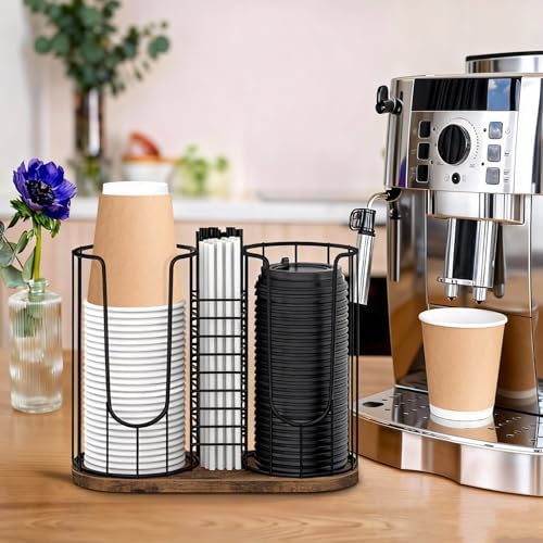 Coffee Cup Holder for Countertop, Plastic Cup and Lid Dispenser - Image 7