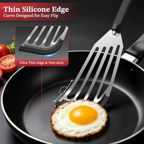 2Pcs Silicone Fish Spatula for Nonstick Cookware, Slotted Turner for Cooking - Image 4