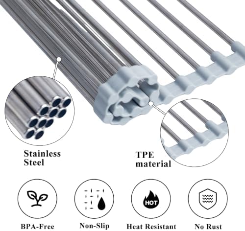 Roll Up Dish Drying Rack 17.5''x15.7'' Gray - Image 3