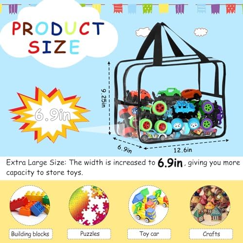 6 Pcs XL Toy Storage Bags Widen Waterproof Clear Toy Organizer - Image 2
