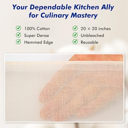 4 PCS Reusable Cheesecloth, Grade 100, 20x20 Inch Hemmed Cheese Cloth - Image 2