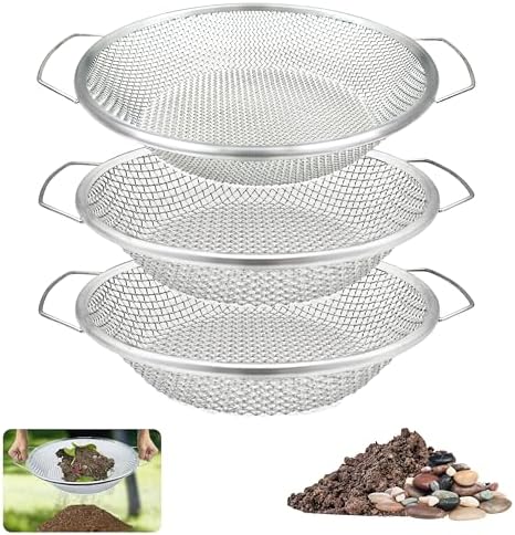 3PCS Soil Sifter for Gardening, Rock Sifter for 5gallon Bucket, Dirt Sifter by QUTIING%C2%AE