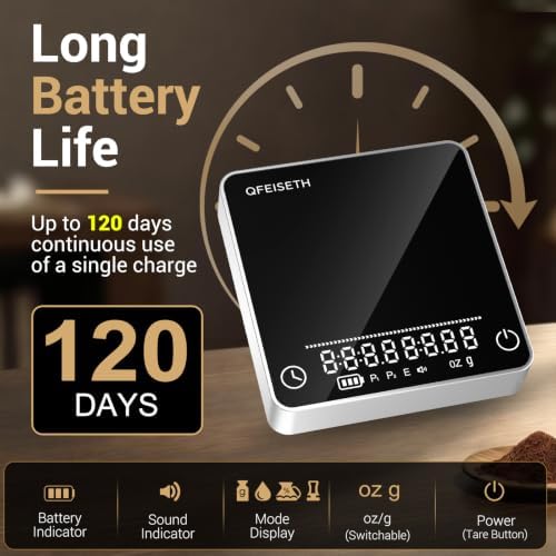 Mini Coffee Scale with Timer, 0.1g/2kg Rechargeable Espresso Scale, 4 Brewing - Image 5