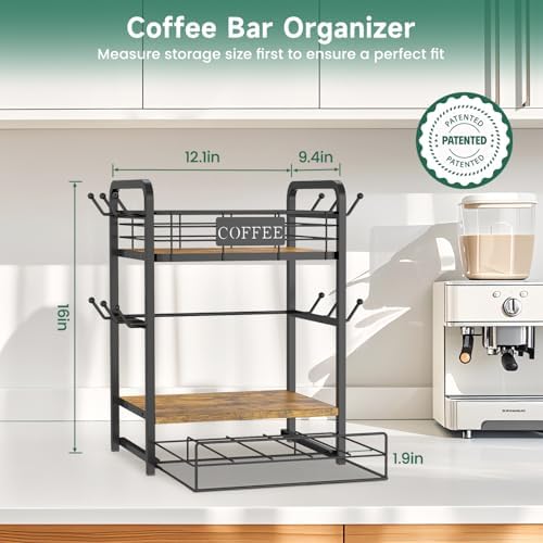 EsLuker.ly Coffee Bar Organizer Station Shelf Mug Holder, - Image 2