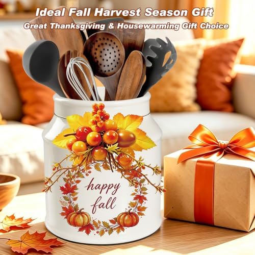 Fall Kitchen Decor, Fall Ceramics Utensil Holder - Image 7