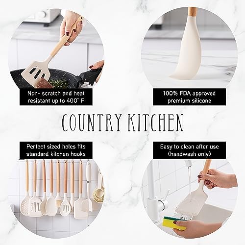 Country Kitchen Non Stick Silicone Utensil Set - Image 2
