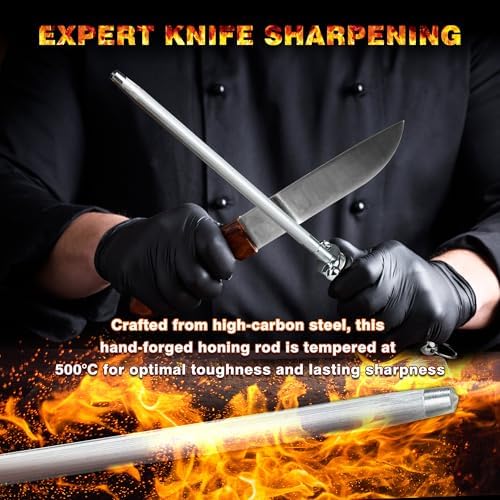 Knife Sharpener Rod, 13 Inch Carbon Steel Honing Rod - Image 2