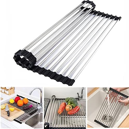 Stainless Steel Portable Roll Up Dish Drying Rack Over The Sink Rack - Image 2