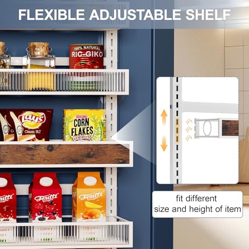 6 Tier Pantry Door Organizer Spice Rack, 2-IN-1 Wall Mount or Hanging Over Door - Image 5