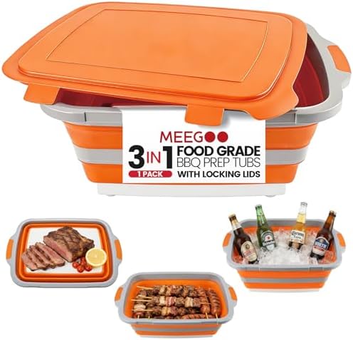 BBQ Prep Tub, 30L Collapsible Cutting Board by Meegoo