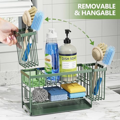 Cisily Sage Green 2-Tier Kitchen Sink Caddy Organzier Rack - Image 5
