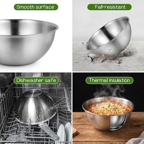 Mixing Bowl Set of 6, Thickened version Stainless Steel Mixing Bowl - Image 4