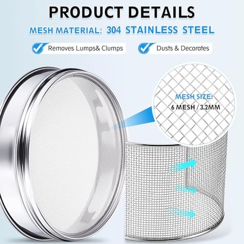 PATIKIL 6 Mesh Lab Sieve, 3.9" Diameter Sifting Screen 304 Stainless Steel Wire - Image 3