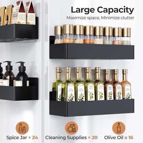 Mystozer Magnetic Spice Rack for Refrigerator Black, 4 Pack - Image 6