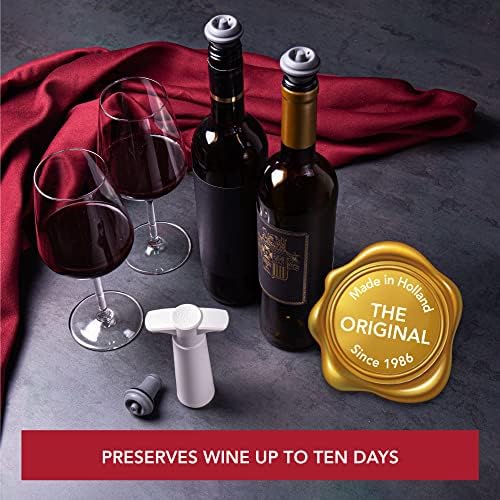 Original Vacu Vin Vaccuum Wine Saver White w 4 Stoppers - Image 2