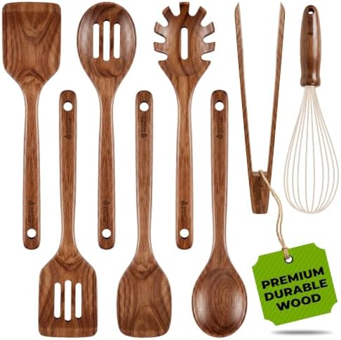 8-Piece Teak Wood Kitchen Utensils Set by AIUHI