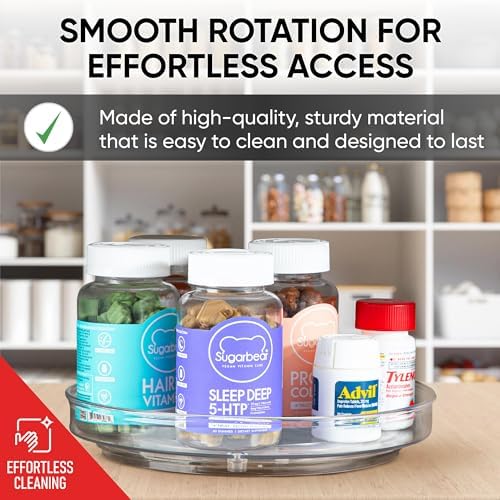 Oizeir Clear Lazy Susan Turntable Organizer 9 Inch Acrylic Rotating Storage - Image 6